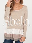 Shein Grey Tiered Mesh Flounce T-shirt