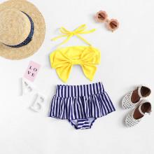 Shein Girls Bow Decorated Ruffle Bikini Set