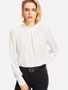 Shein Puff Sleeve Button Keyhole Back Chiffon Top