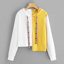 Shein Letter Print Tape Asymmetrical Hem Hoodie Sweatshirt