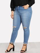 Shein Rolled Up Hem Ripped Knee Jeans