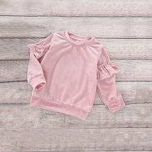 Shein Girls Frill Trim Solid Sweatshirt
