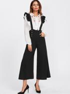 Shein Double Breasted Palazzo Pants With Ruffle Strap