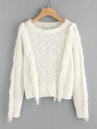 Shein Fringe Trim Loose Knit Dot Yarn Jumper