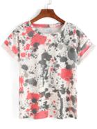 Shein Spray Paint Rolled Sleeve T-shirt