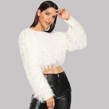 Shein Contrast Faux Fur Crop Jumper