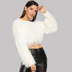 Shein Contrast Faux Fur Crop Jumper