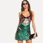 Shein Sequin Color Block Cami Dress