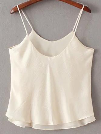 Shein White Double Layers Chiffon Spaghetti Strap Tank Top