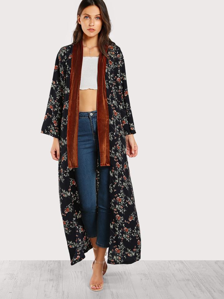 Shein Open Front Longline Duster Coat