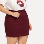 Shein Plus Pocket Patched Raw Hem Skirt