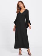 Shein Bell Sleeve Keyhole Back Hijab Evening Dress