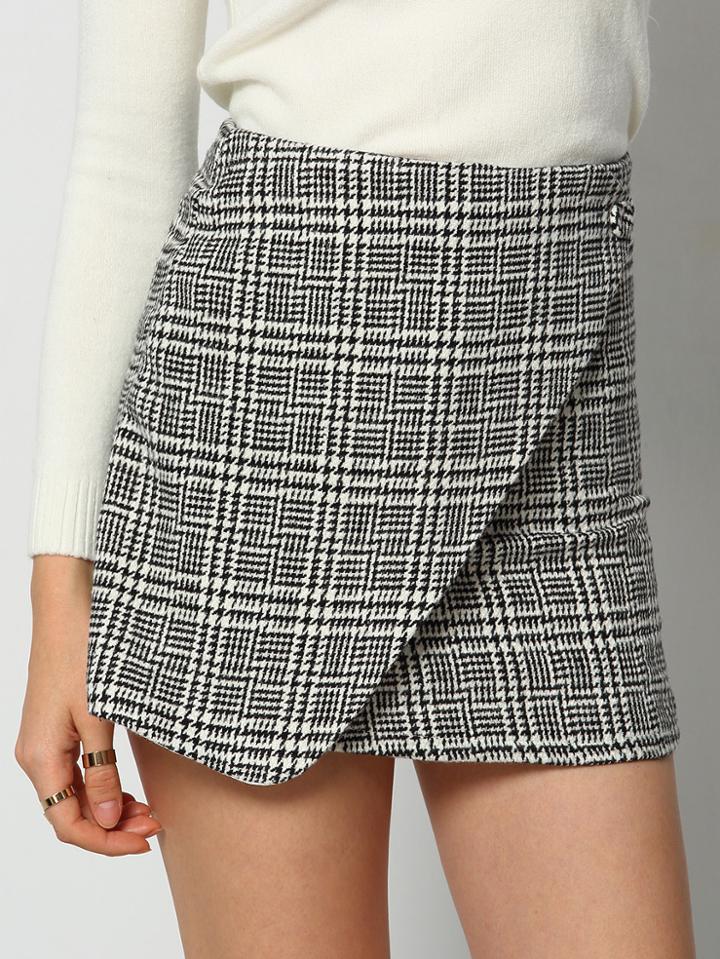 Shein Black White Houndstooth Skirt