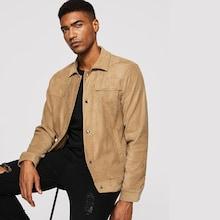 Shein Men Button Up Suede Jacket