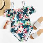 Shein Flower Print Flounce Swimsuit