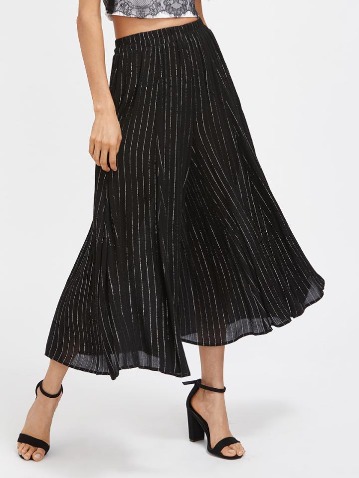 Shein Elastic Waist Pinstripe Culotte Pants