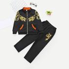 Shein Toddler Boys Contrast Panel Abstract Print Coat With Pants