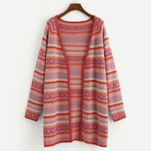 Shein Raglan Sleeve Mixed Print Cardigan