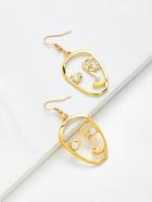 Shein Rhinestone Abstract Open Face Drop Earrings