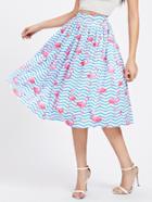 Shein Allover Flamingo Print Umbrella Skirt