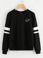 Shein Planet And Varsity Print Sweatshirt