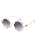 Shein White Frame Grey Lenses Polygon Sunglasses