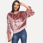 Shein Crushed Velvet Ruffle Sleeve Drawstring Hoodie