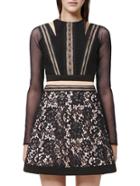 Shein Black Mesh Paneled Soluble Haute Flowers Dress