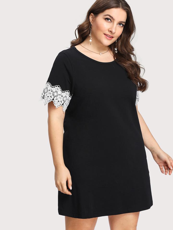 Shein Contrast Lace Cuff Dress