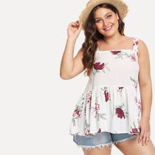 Shein Plus Ruffle Hem Floral Print Top