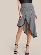 Shein Contrast Binding Asymmetric Ruffle Hem Skirt