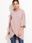 Shein Pink High Neck Wrap Blouse