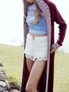 Shein Burgundy Long Sleeve Tribal Pattern Coat Sweater