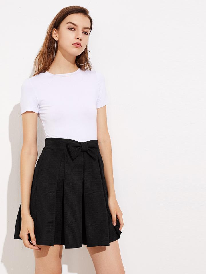 Shein Bow Front Box Pleated Skirt