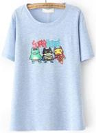 Shein Blue Cartoon Super Heroes Print T-shirt
