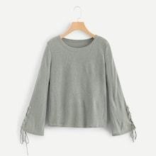Shein Lace-up Sleeve Sweater