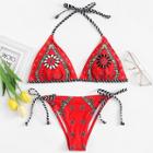 Shein Floral Self Tie Bikini Set