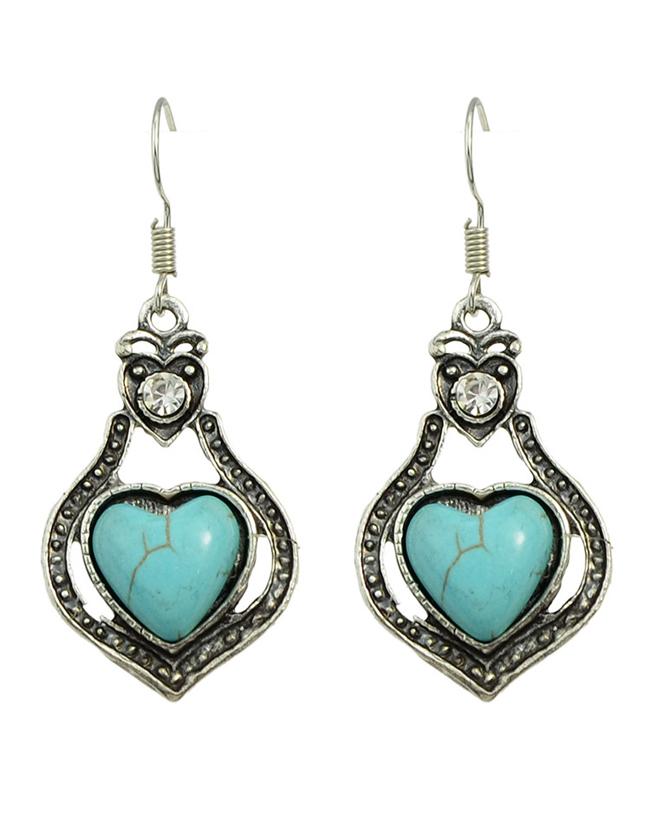 Shein Turquoise Heart Shape Drop Earrings