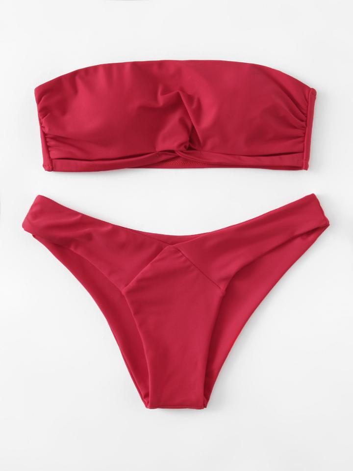 Shein Twist Detail Bandeau Bikini Set