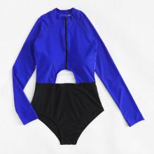 Shein Cut Out Long Sleeve Swimsuit