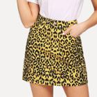 Shein Pocket Front Leopard Print Skirt