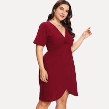 Shein Plus Surplice Neck Overlap Dress