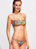 Shein Multicolor Print Halter Ruffle Tie Side Bikini Set
