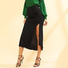 Shein Ruched Detail Split Skirt