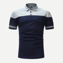 Shein Men Cut And Sew Panel Polo Shirt