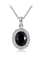 Shein Silver Black Crystal Chain Fashion Necklace