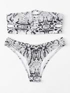 Shein Snake Skin Print Bandeau Bikini Set
