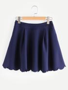 Shein Scallop Edge Front Pleat Side Zip Skirt