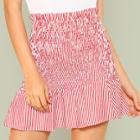 Shein Shirred Panel Asymmetrical Ruffle Hem Skirt