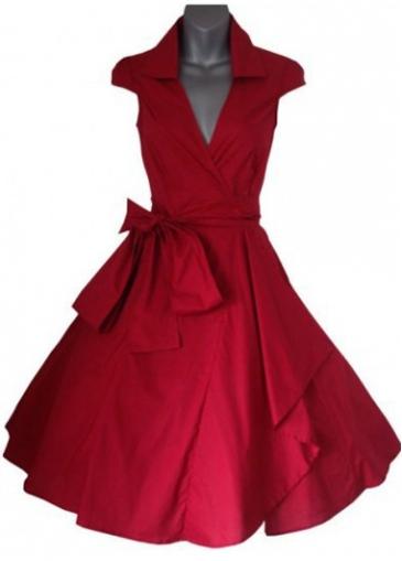 Rosewe Turndown Collar Cap Sleeve Belted A Line Dress